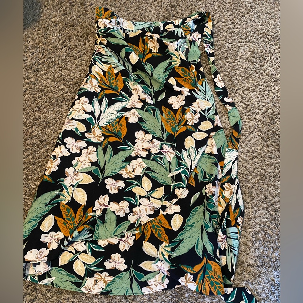 Allegra K Floral Tropica Wrap Maxi Skirt